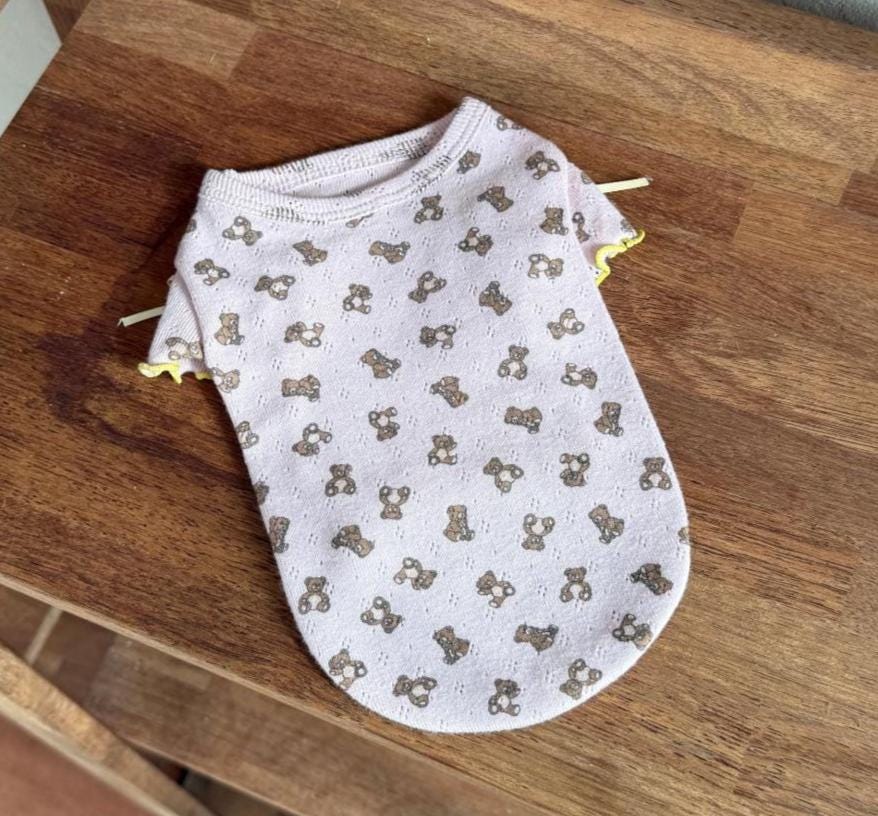 Eyelet Puff-Sleeve Outfit Overall&Shirt , S-2XL, Dog Romper, Dog Top, Dog Clothing, Dog Fashion, Dog Apparel - NKpup