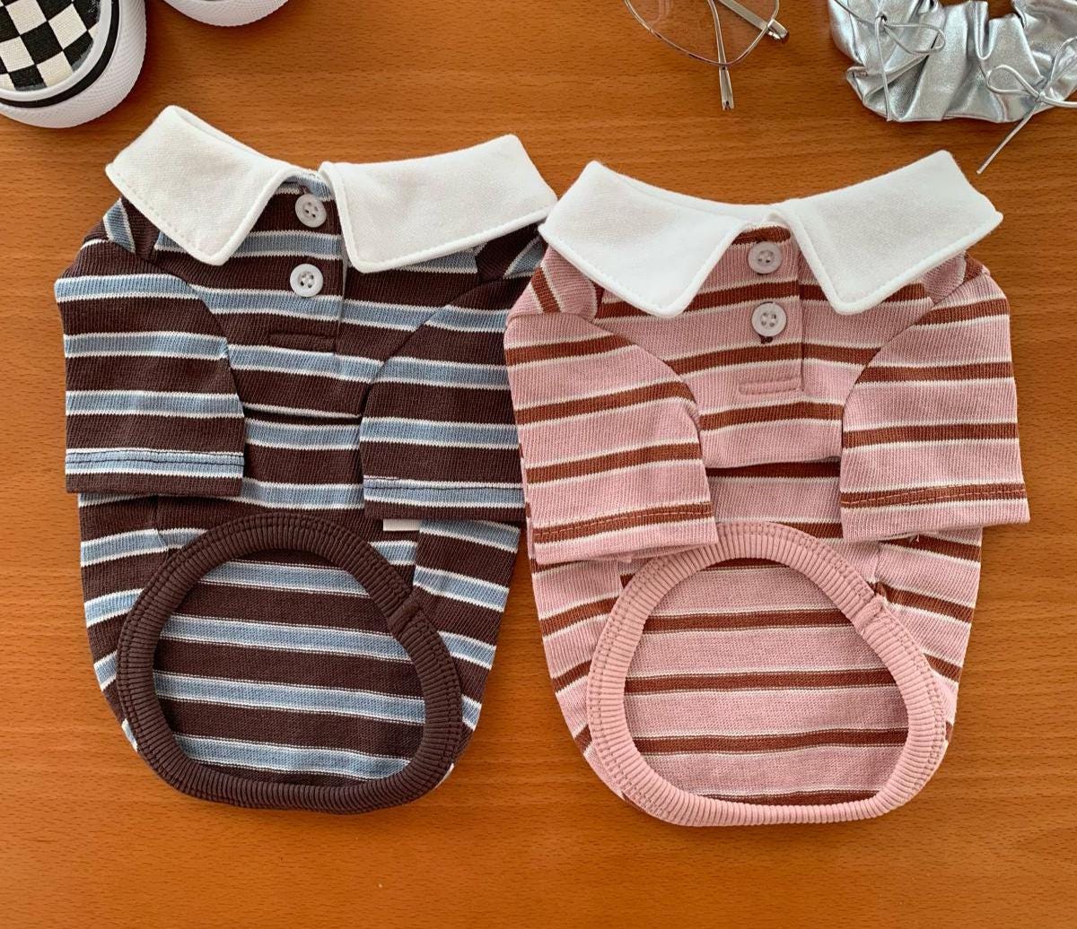 Striped Polo Shirt, S-XL, Small Dog Clothes, Dog Cute Top, Dog Comfy Top, Dog Knit, Gift for Furry Friends, NKPUP - NKpup