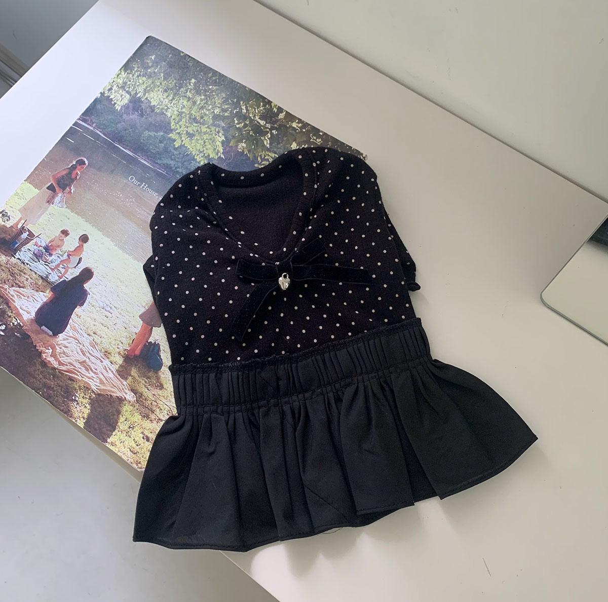 Dotted Ribbon Dress, S-XL, Small Dog Clothes, Dog Dress, Dog Wedding, Dog Luxury Outfit, Pet Clothing, NKPUP - NKpup