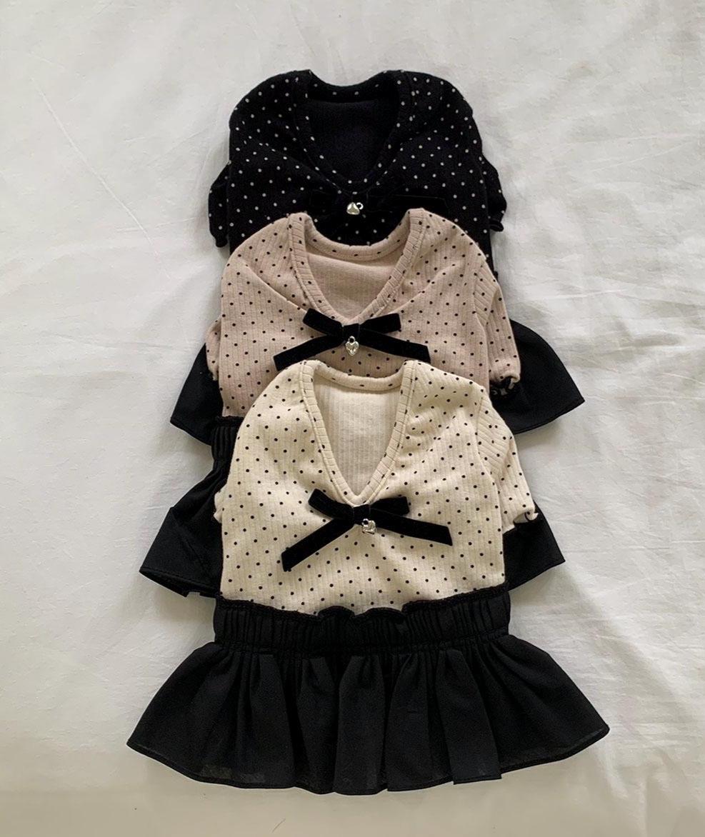Dotted Ribbon Dress, S-XL, Small Dog Clothes, Dog Dress, Dog Wedding, Dog Luxury Outfit, Pet Clothing, NKPUP - NKpup