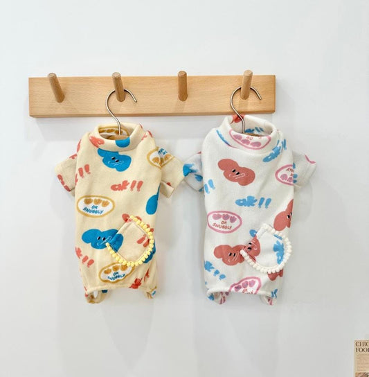 Snuggly Print Overall, XS-2XL, Dog Jumpsuit, Dog Romper, Dog Skirt, Dog Dress, Small Dog Clothes, Dog Pants, Dog Apparel - NKpup