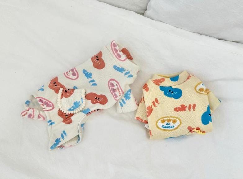 Snuggly Print Overall, XS-2XL, Dog Jumpsuit, Dog Romper, Dog Skirt, Dog Dress, Small Dog Clothes, Dog Pants, Dog Apparel - NKpup