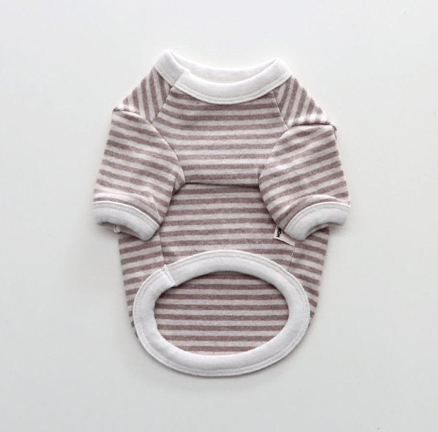 NKpup Teddy Stripe Tee dog shirt in beige and white stripes