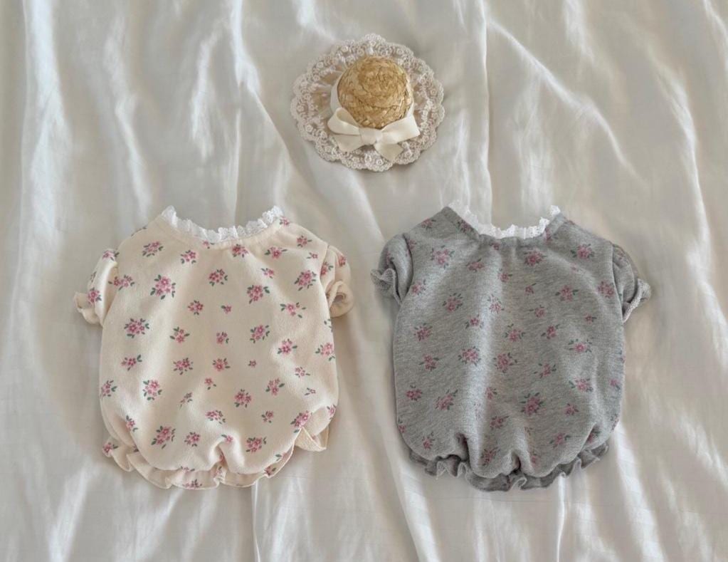 Floral Puff Sleeve Top, S-2XL, Small Dog Clothes, Ultra Lightweight & Airy Dog Top, Dog Summer Outfit, NKPUP - NKpup