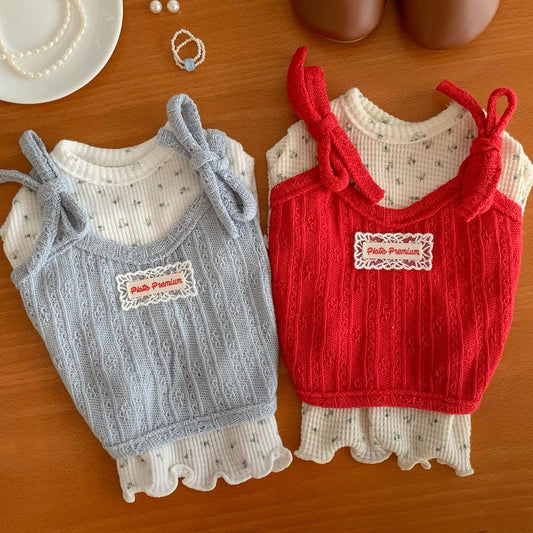 Ribbon Layered Knit Top, S-XL, Small Dog Clothes, Dog Cute Top, Dog Comfy Top, Dog Knit, Gift for Furry Friends, NKPUP - NKpup