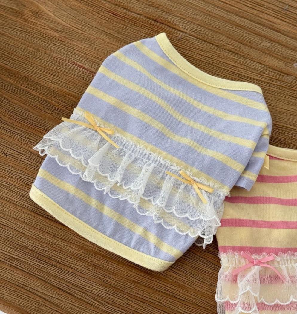 Striped Lace Frill Dress, S-2XL, Small Dog Clothes, Ultra Lightweight Dog Dress, Dog Outfit, NKPUP - NKpup