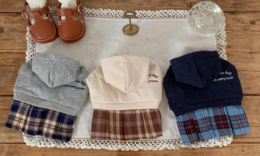 Cozy Plaid Hoodie Dress, S-XL, Small Dog Clothes, Dog Dress, Dog Wedding, Dog Cute Outfit, Pet Clothing, NKPUP - NKpup