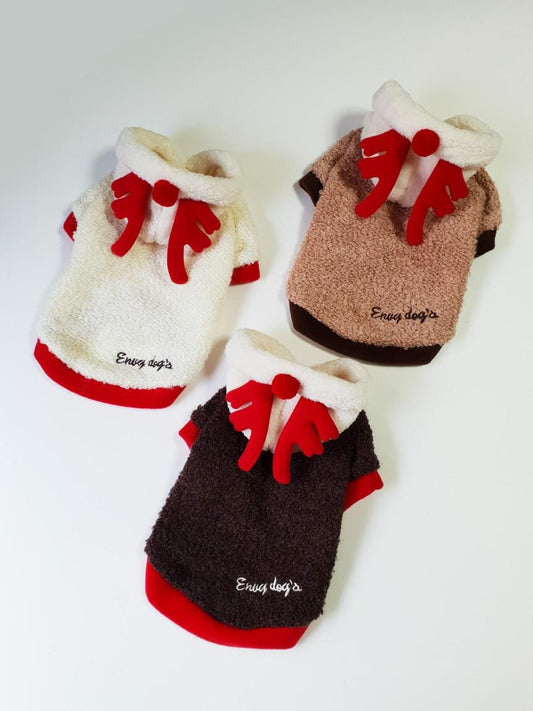 Reindeer Fleece Hoodie, S-XL, Dog-Jacket, Christmas Costume Dog, Dog Sweater, Dog Top, Dog Fashion, Dog Apparel, NKPUP - NKpup