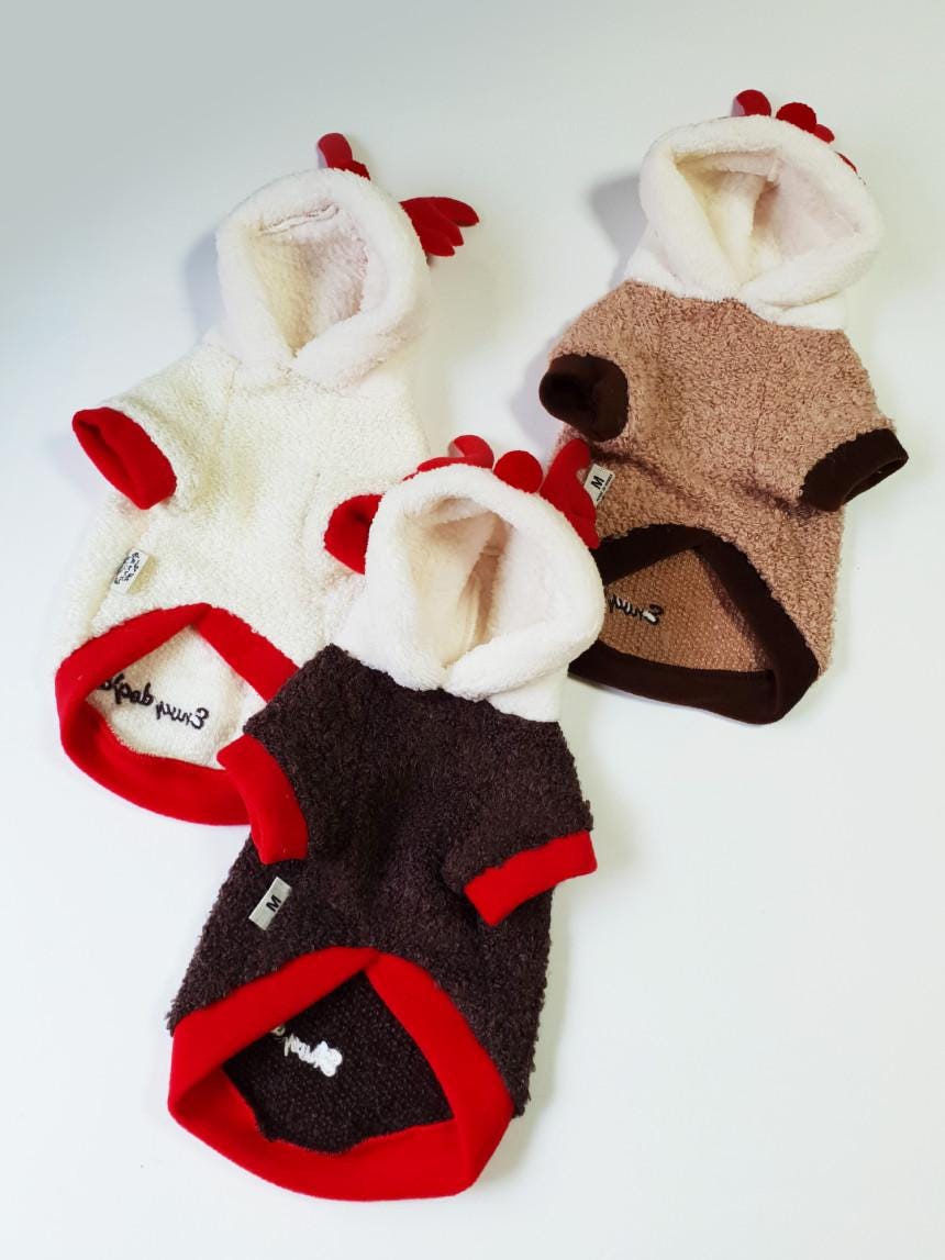 Reindeer Fleece Hoodie, S-XL, Dog-Jacket, Christmas Costume Dog, Dog Sweater, Dog Top, Dog Fashion, Dog Apparel, NKPUP - NKpup