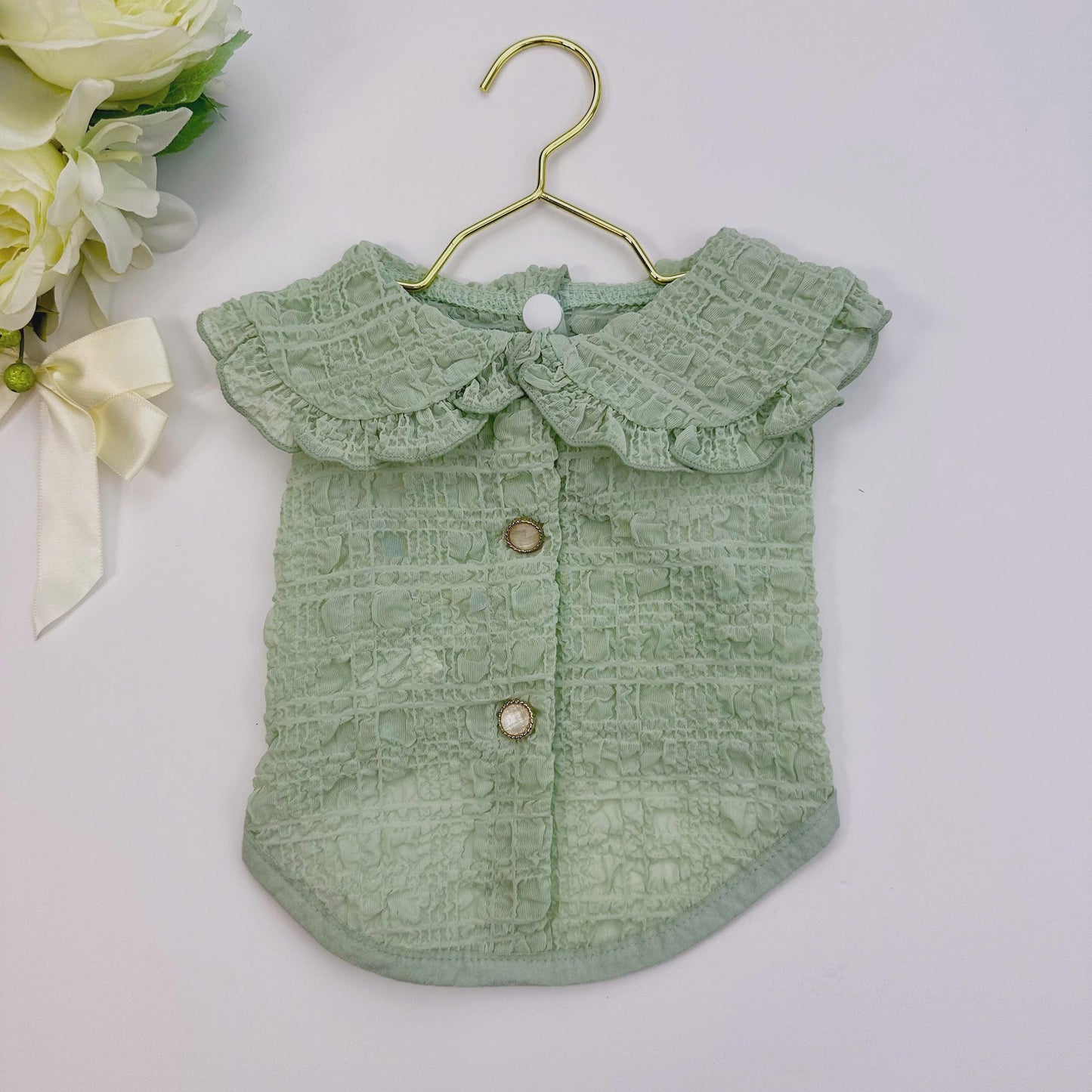 Bubble Ruffled Collar Blouse, S-XL, Small Dog T-shirt, Dog Top, Dog Fashion, Dog Apparel, Undershirt for Dogs - NKpup