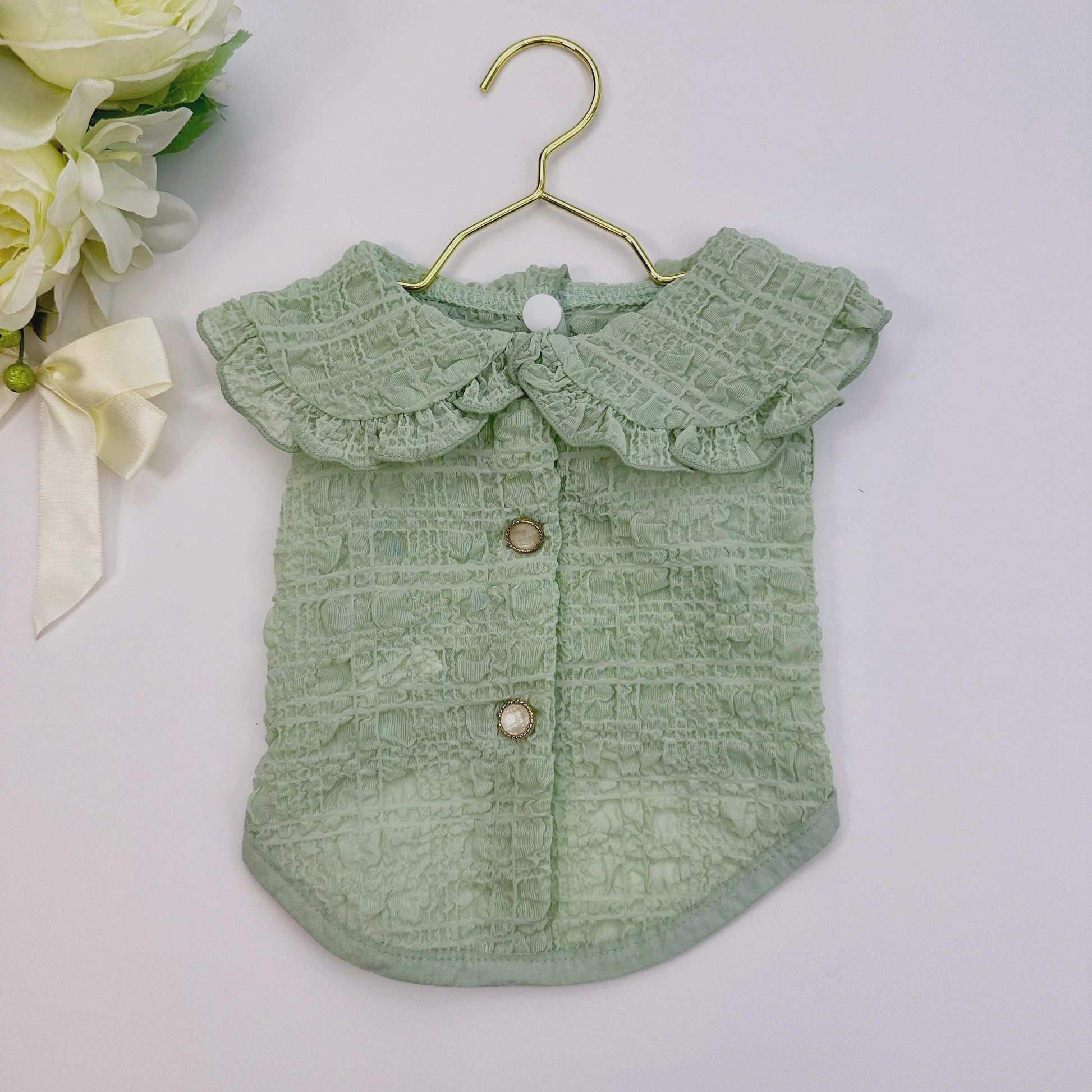 Bubble Ruffled Collar Blouse, S-XL, Small Dog T-shirt, Dog Top, Dog Fashion, Dog Apparel, Undershirt for Dogs - NKpup