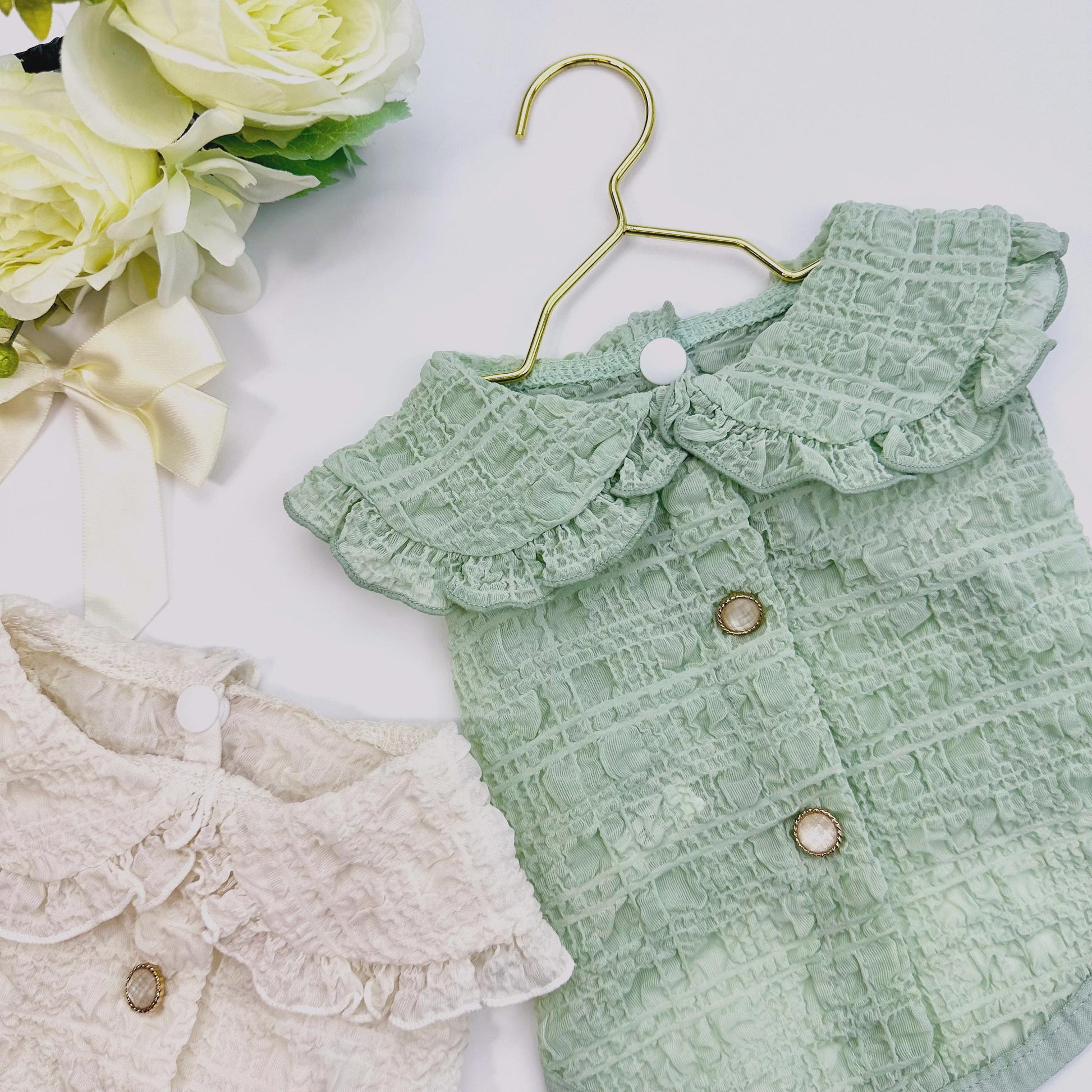 Bubble Ruffled Collar Blouse, S-XL, Small Dog T-shirt, Dog Top, Dog Fashion, Dog Apparel, Undershirt for Dogs - NKpup