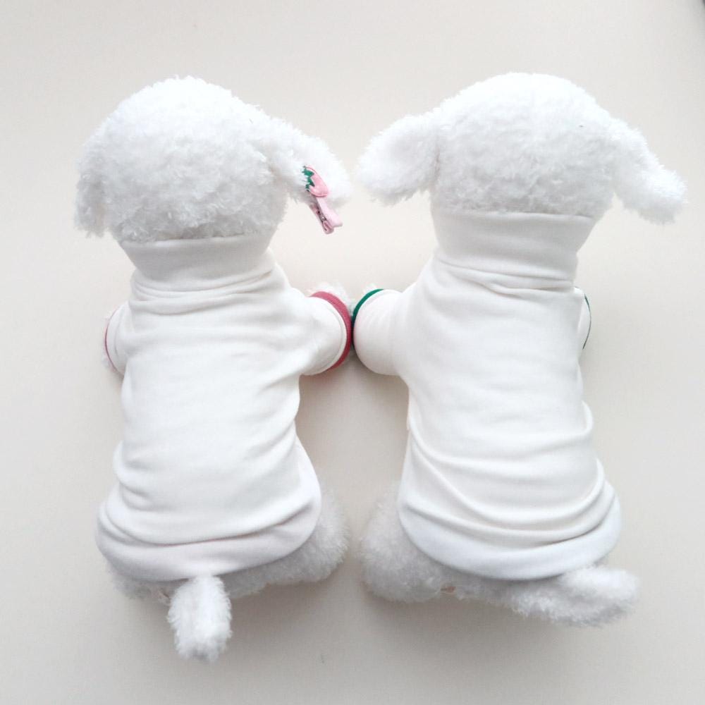 NKpup white soft turtleneck dog shirt with pink trim
