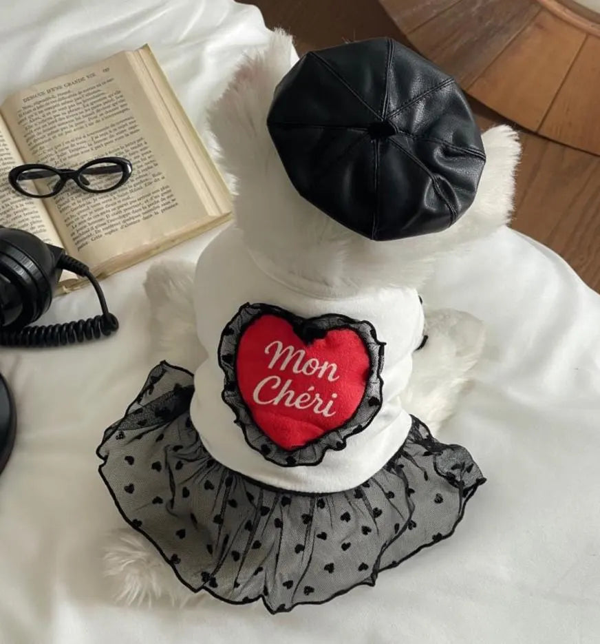 Faux Leather Dog Beret Hat