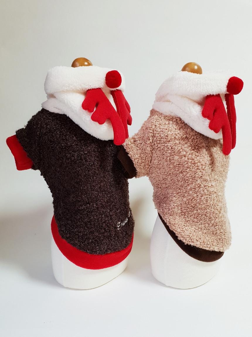 Reindeer Fleece Hoodie, S-XL, Dog-Jacket, Christmas Costume Dog, Dog Sweater, Dog Top, Dog Fashion, Dog Apparel, NKPUP - NKpup