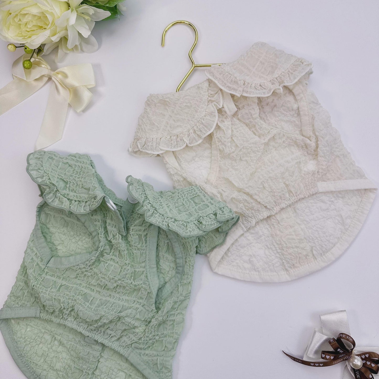 Bubble Ruffled Collar Blouse, S-XL, Small Dog T-shirt, Dog Top, Dog Fashion, Dog Apparel, Undershirt for Dogs - NKpup