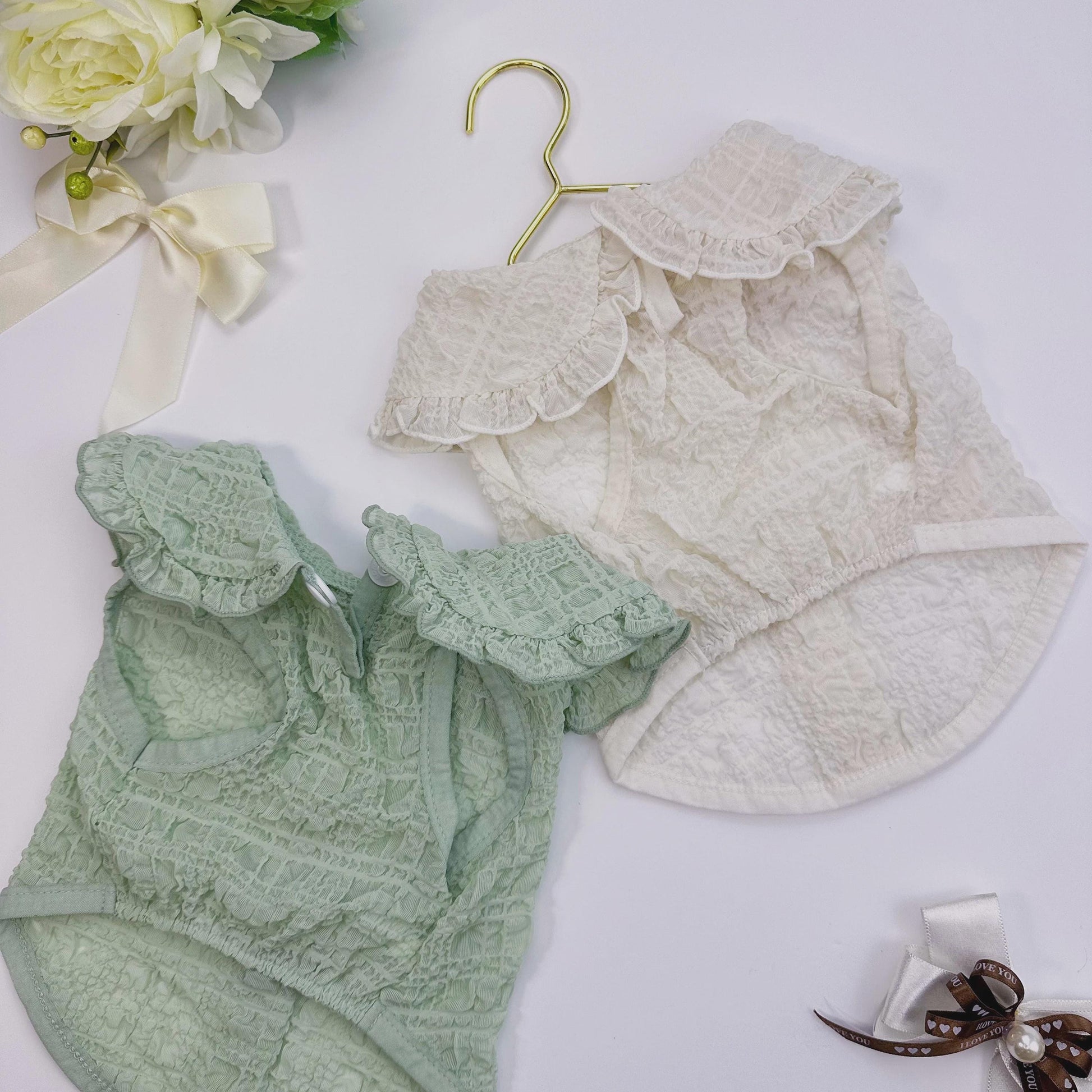 Bubble Ruffled Collar Blouse, S-XL, Small Dog T-shirt, Dog Top, Dog Fashion, Dog Apparel, Undershirt for Dogs - NKpup