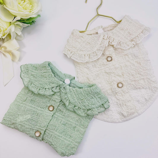 Bubble Ruffled Collar Blouse, S-XL, Small Dog T-shirt, Dog Top, Dog Fashion, Dog Apparel, Undershirt for Dogs - NKpup