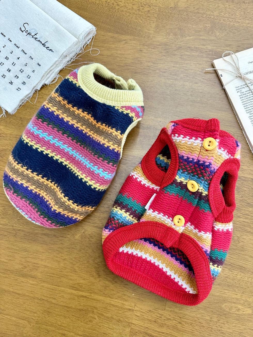 Colorful Zigzag Knit Vest , XS-2XL, Pet Outer, Dog Cardigan, Small Dog Jacket, Small Dog Sweater, Dog Outfit, NKPUP - NKpup