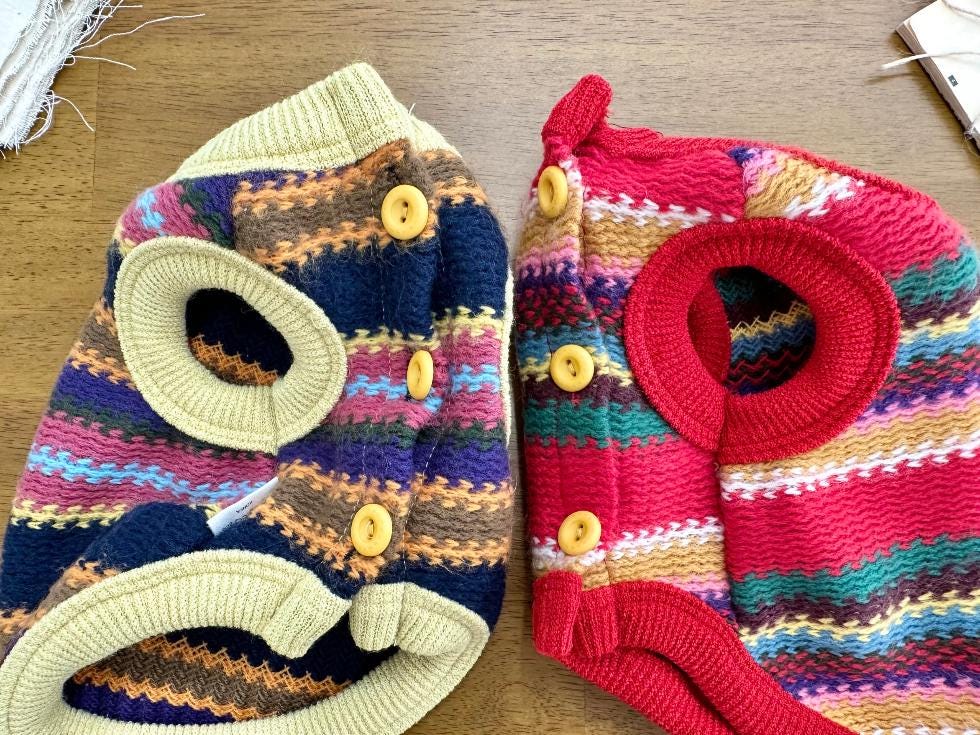 Colorful Zigzag Knit Vest , XS-2XL, Pet Outer, Dog Cardigan, Small Dog Jacket, Small Dog Sweater, Dog Outfit, NKPUP - NKpup