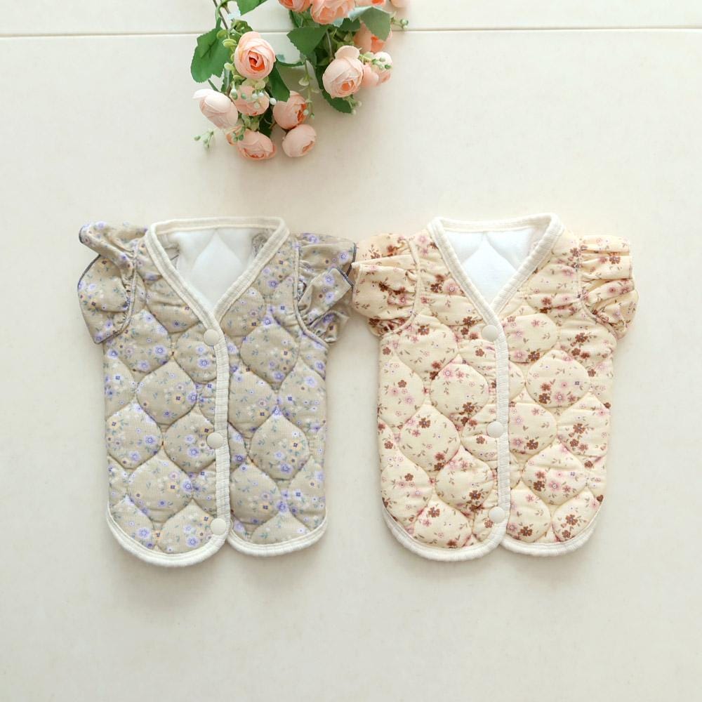 Floral Quilted Puff Vest, S-2XL, Small Dog Clothes, Dog Vest, Dog Outer, Small Dog Fashion, NKPUP - NKpup