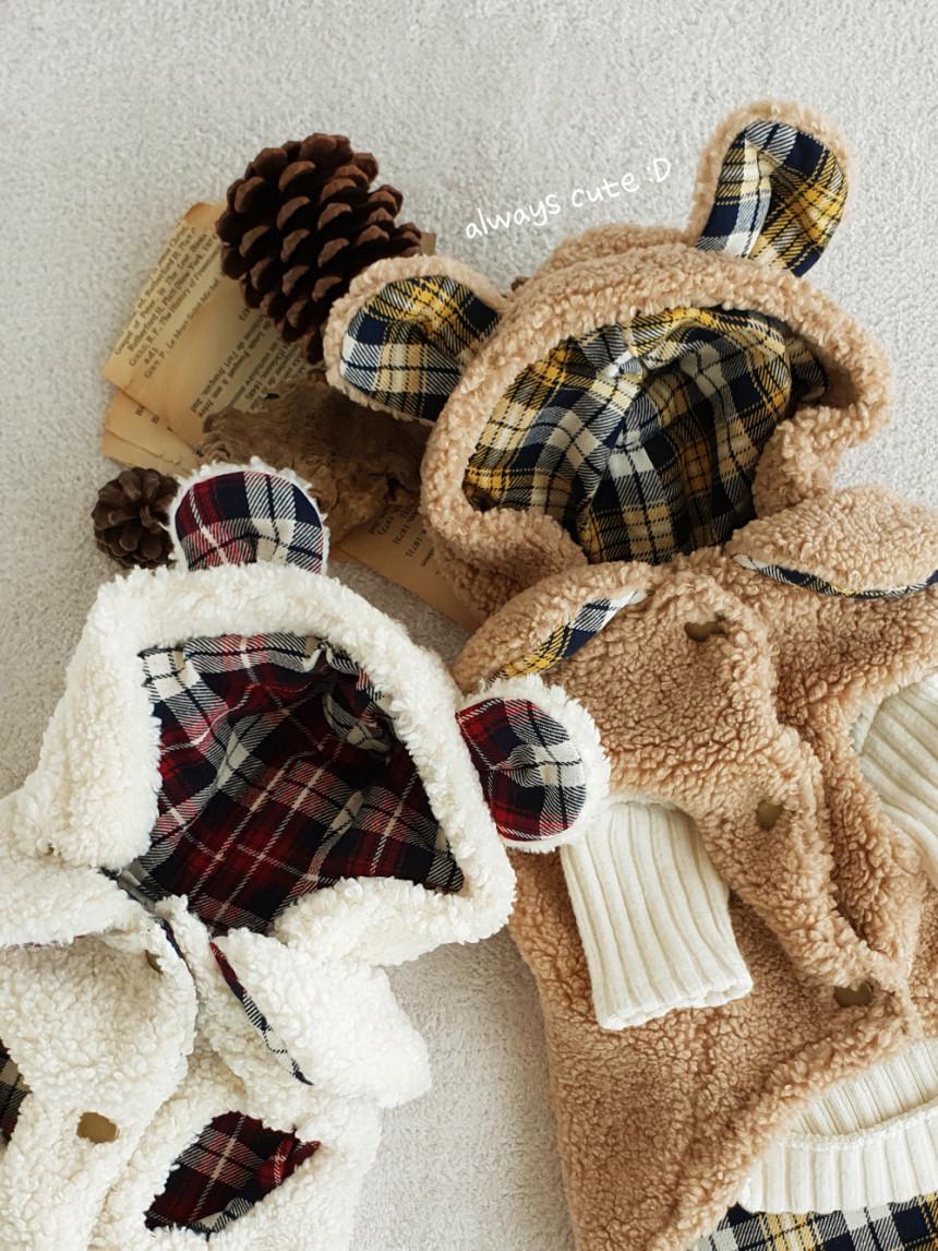 Bear Ears Plaid Sherpa Jacket, S-XL, Small Dog Clothes, Dog Winter Vest, Dog Cozy Outfit, Dog Jacket, Gift for Furry Friends, NKPUP - NKpup