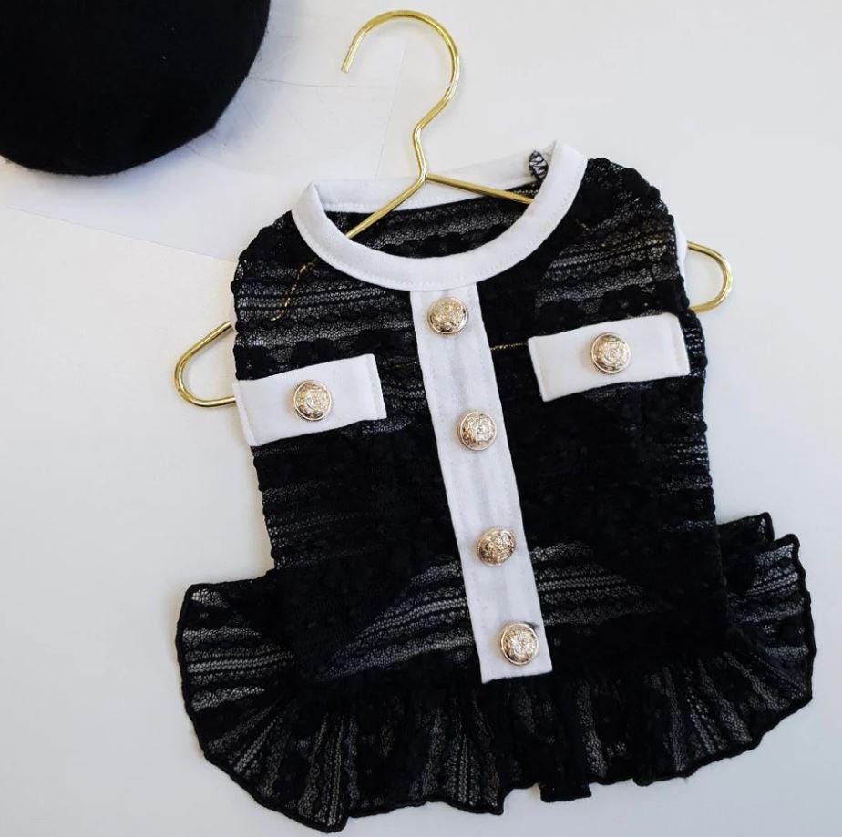 Elegant Tweed Ruffle Dress, XS-2XL, Dog Clothes, Dog Luxury Jacket, Small Dog Clothes, Dog Fashion, Dog Apparel - NKpup