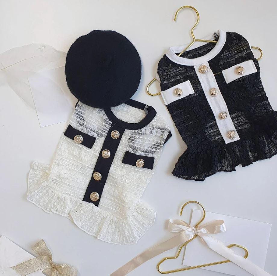 Elegant Tweed Ruffle Dress, XS-2XL, Dog Clothes, Dog Luxury Jacket, Small Dog Clothes, Dog Fashion, Dog Apparel - NKpup