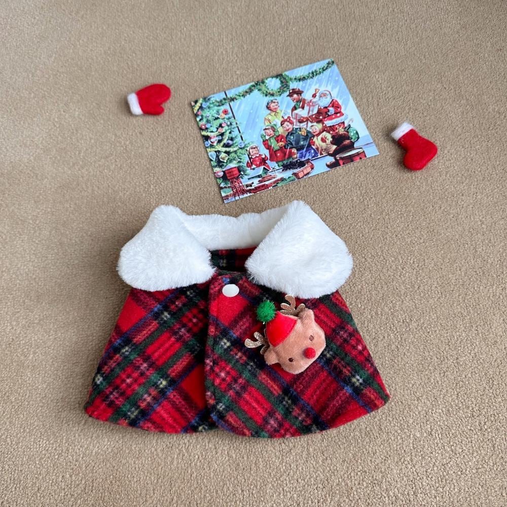 Plaid Reindeer Cape, S-XL, Christmas Costume Dog, Dog Winter Cape, Dog Santa Warmer, Dog Clothing, Dog Fashion, Dog Apparel - NKpup