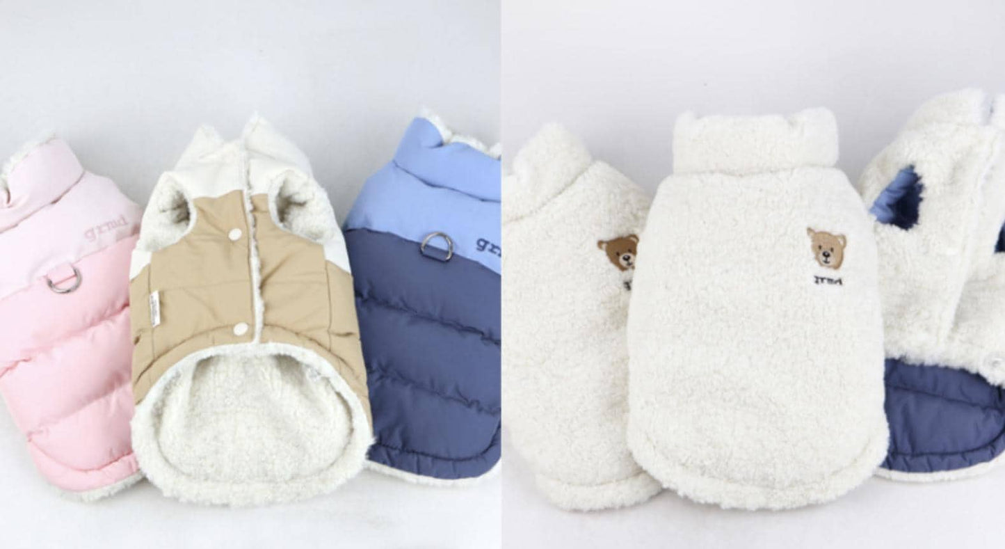 Two-Tone Reversible Puffer Vest, S-2XL, Winter Jacket, Small Dog Clothes, Dog Jacket, Dog Winter Outfit - NKpup