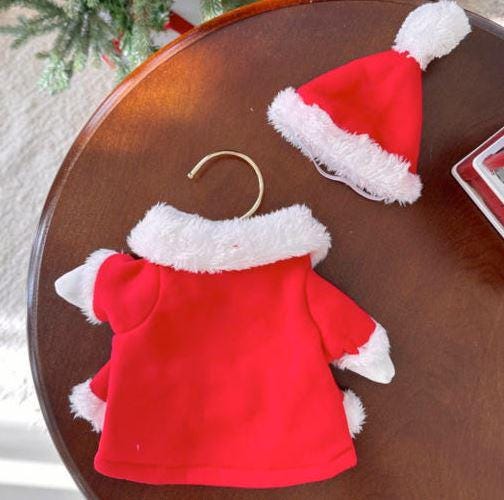 NKpup red Christmas Santa dog costume set with a white faux-fur trimmed coat and matching hat
