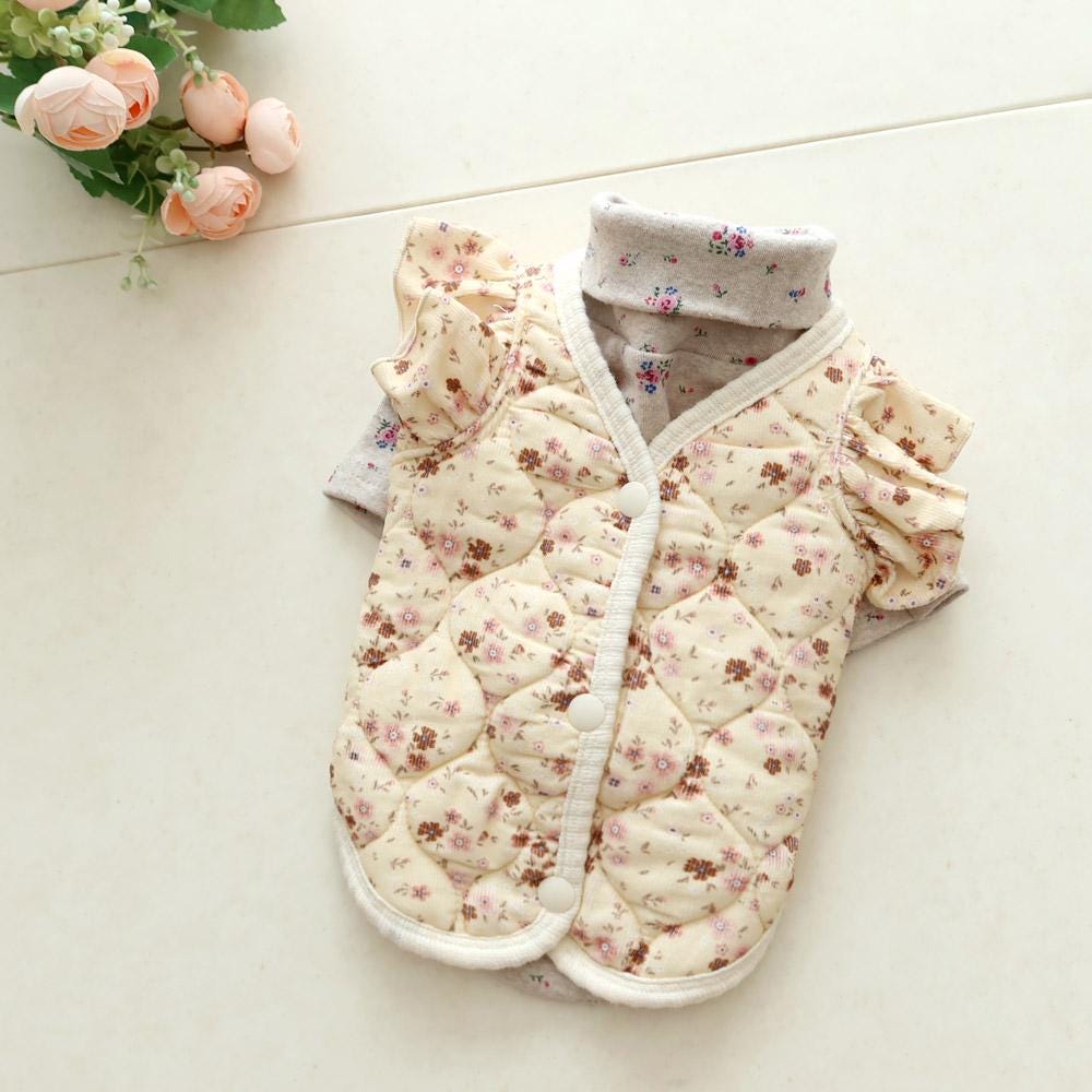 Floral Quilted Puff Vest, S-2XL, Small Dog Clothes, Dog Vest, Dog Outer, Small Dog Fashion, NKPUP - NKpup