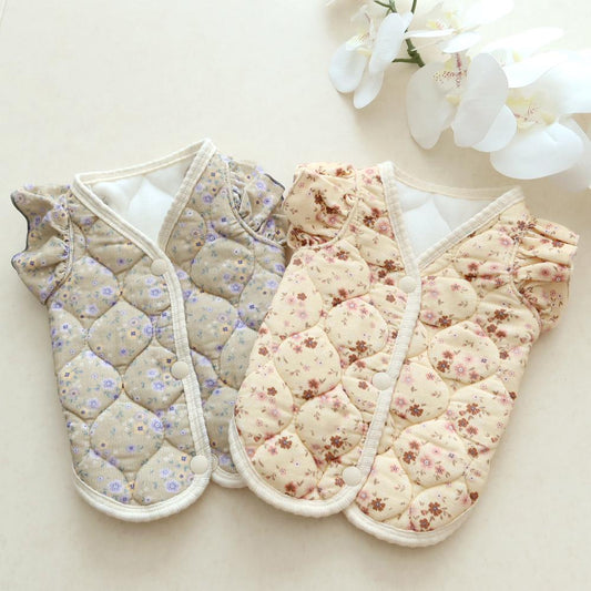 Floral Quilted Puff Vest, S-2XL, Small Dog Clothes, Dog Vest, Dog Outer, Small Dog Fashion, NKPUP - NKpup