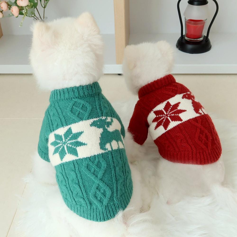 Reindeer Cable Knit Sweater, S-2XL, Dog Christmas Knit, Dog Knit, Halloween Costume Dog, Pet Clothing, Dog-Tee, Dog T-shirts - NKpup