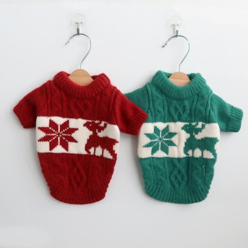 Reindeer Cable Knit Sweater, S-2XL, Dog Christmas Knit, Dog Knit, Halloween Costume Dog, Pet Clothing, Dog-Tee, Dog T-shirts - NKpup