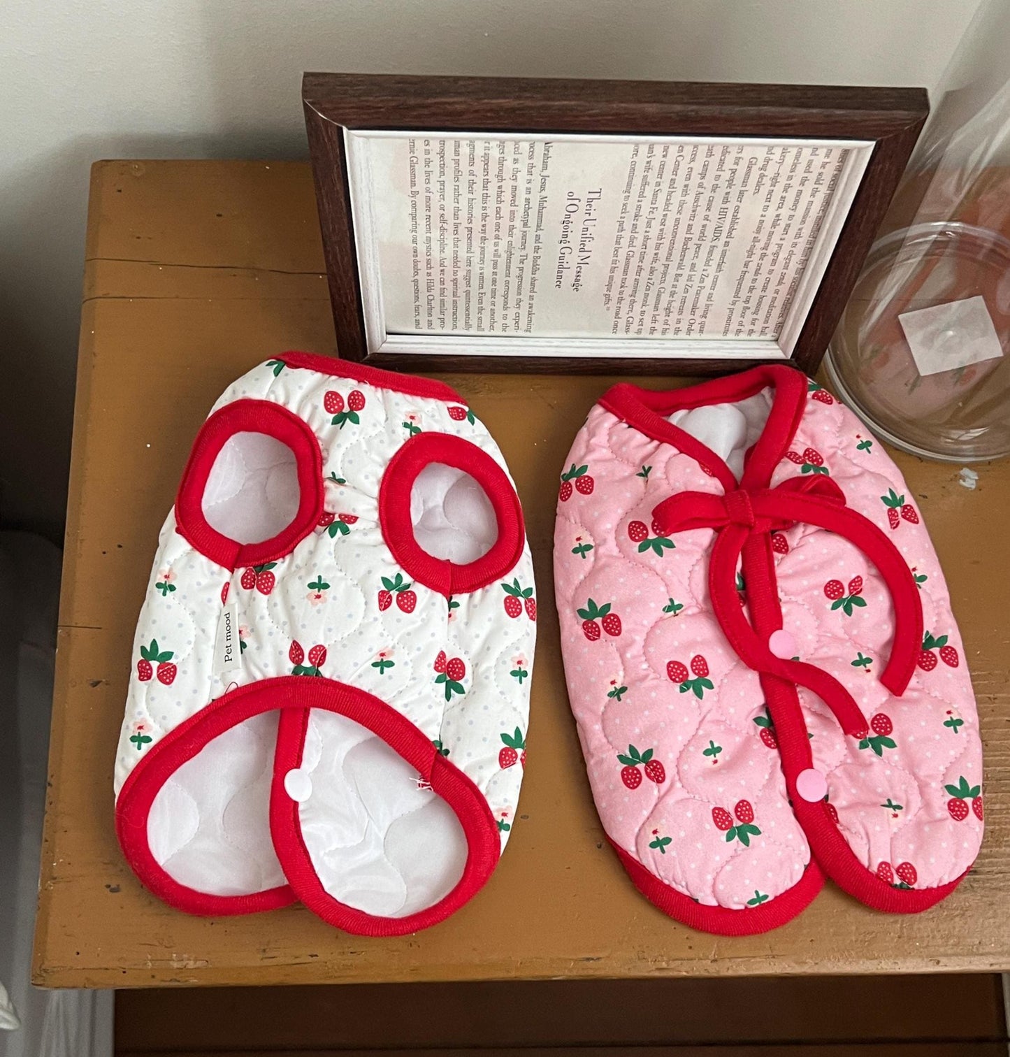 Strawberry Quilted Vest, S-XL, Small Dog Clothes, Dog Vest, Dog Outer, Small Dog Outfit, NKPUP - NKpup