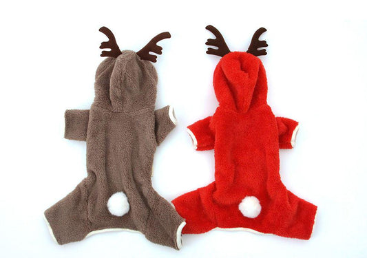 Reindeer Fleece Onesie, S-XL, Christmas Costume Dog, Dog T-shirt, Dog Top, Dog Clothing, Dog Fashion, Dog Appare - NKpup