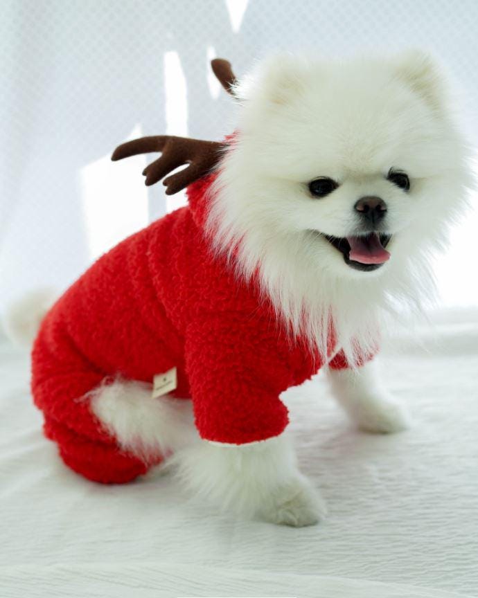 Reindeer Fleece Onesie, S-XL, Christmas Costume Dog, Dog T-shirt, Dog Top, Dog Clothing, Dog Fashion, Dog Appare - NKpup