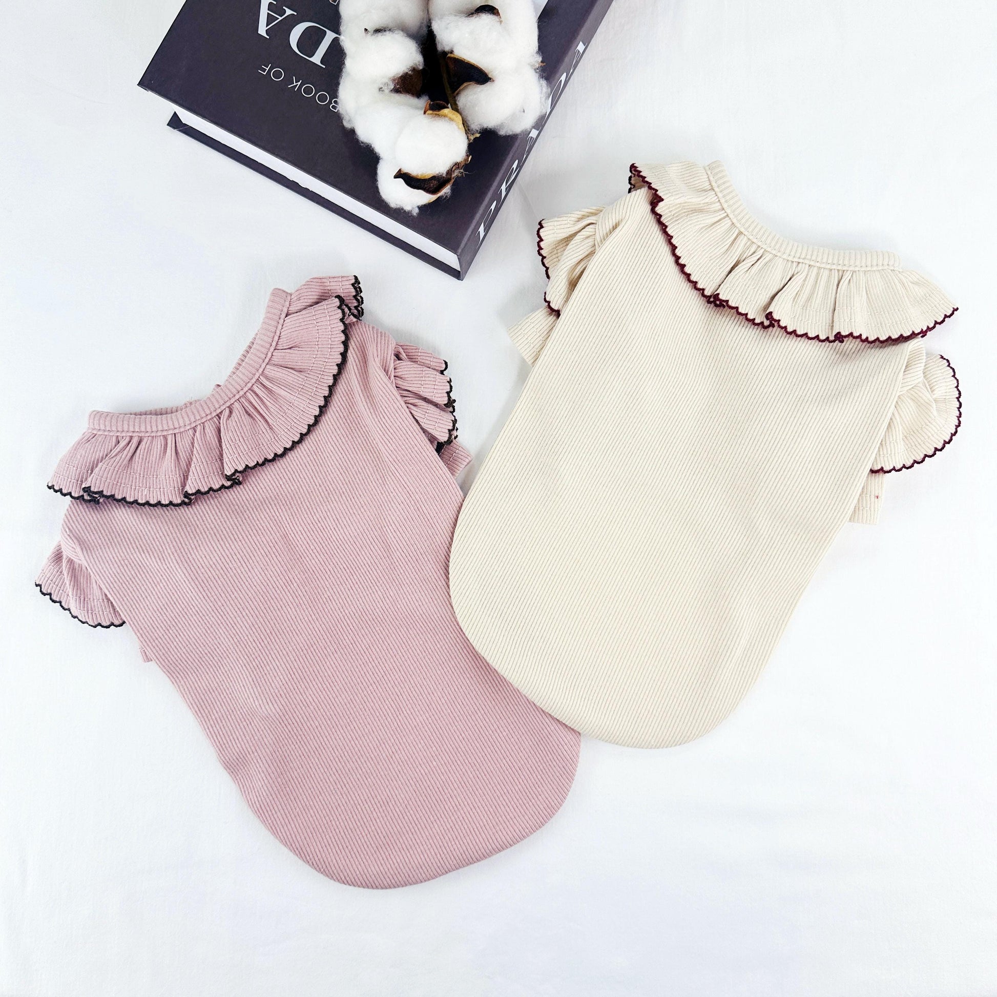 Ruffle Collar Ribbed Top, S-XL, Small Dog Clothes, Ultra Lightweight Dog Top, Dog Outfit, NKPUP - NKpup