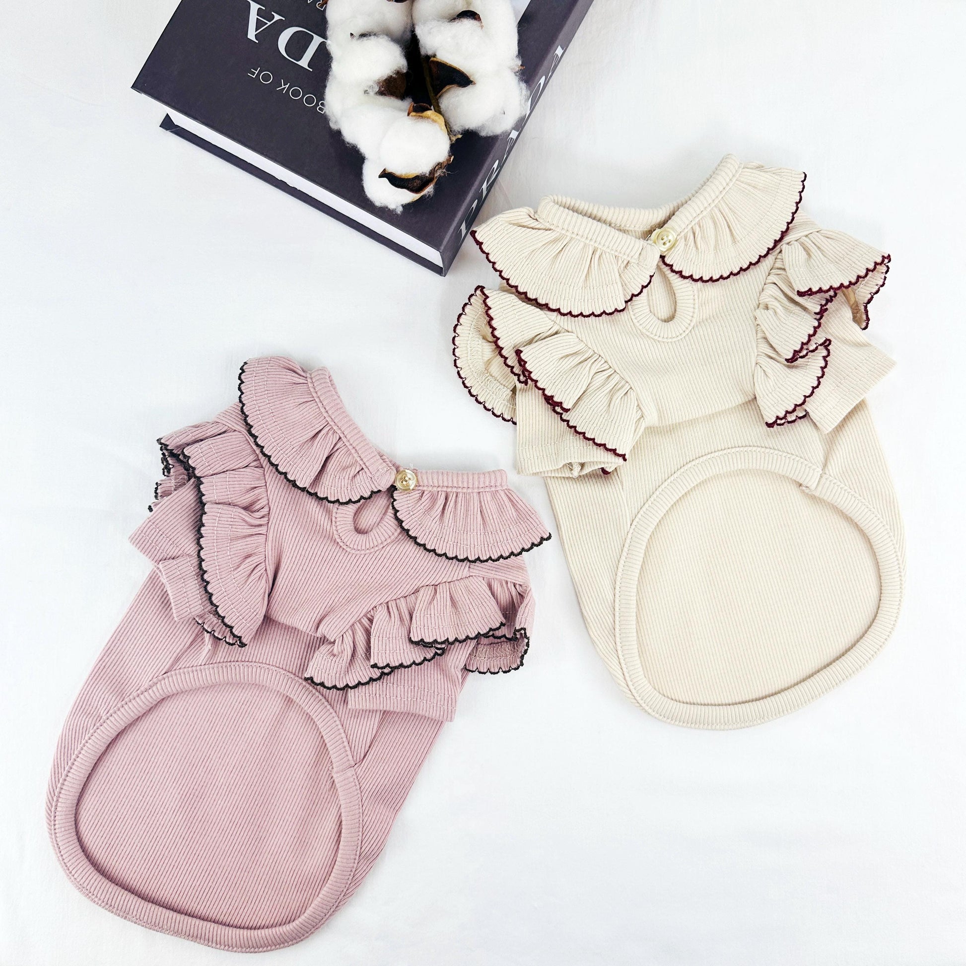 Ruffle Collar Ribbed Top, S-XL, Small Dog Clothes, Ultra Lightweight Dog Top, Dog Outfit, NKPUP - NKpup