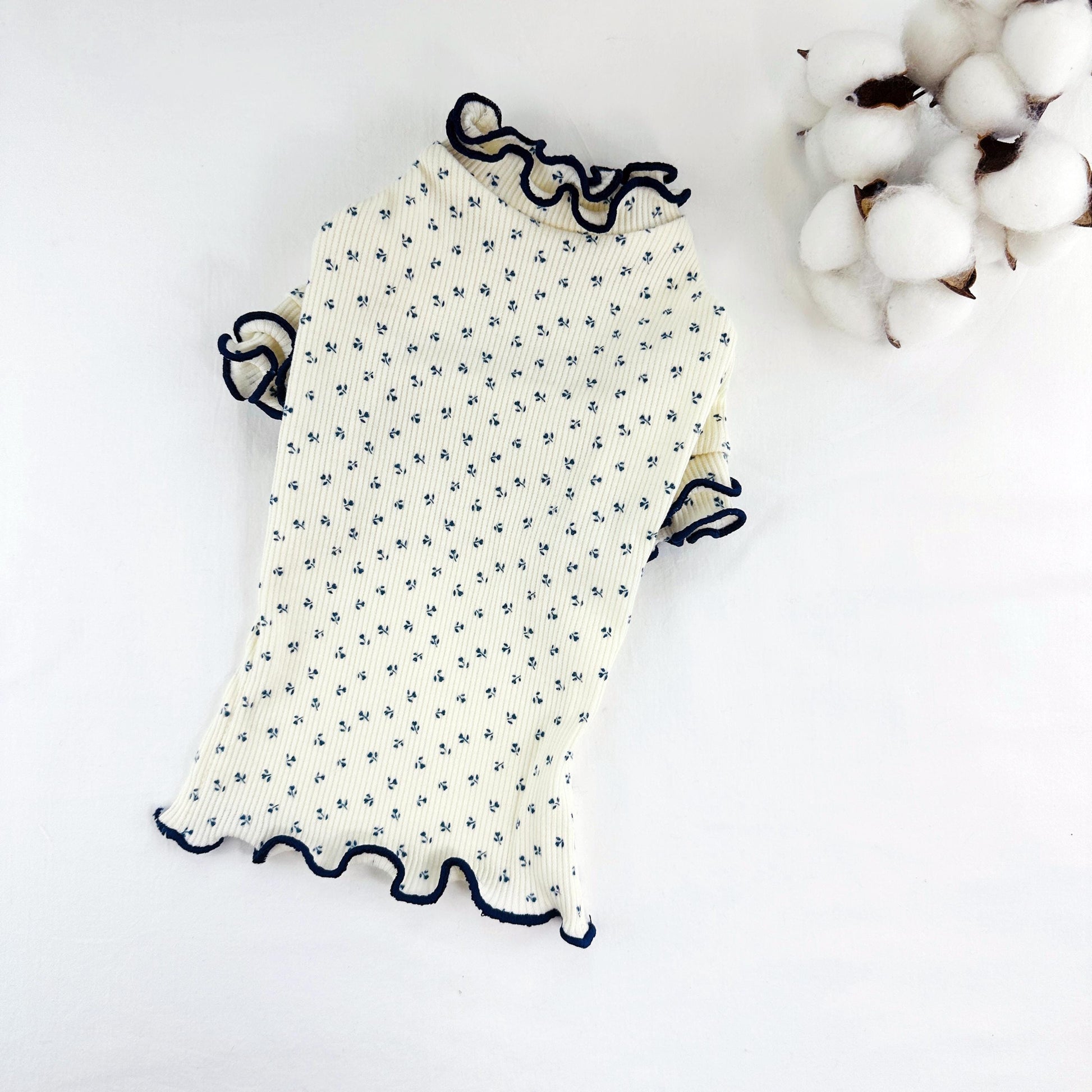 Ruffle Floral Ribbed Tee, S-XL, Pet Clothing, Dog-Tee, Dog T-shirts, Dog Top, Dog Clothing, Dog Fashion, Dog Apparel - NKpup