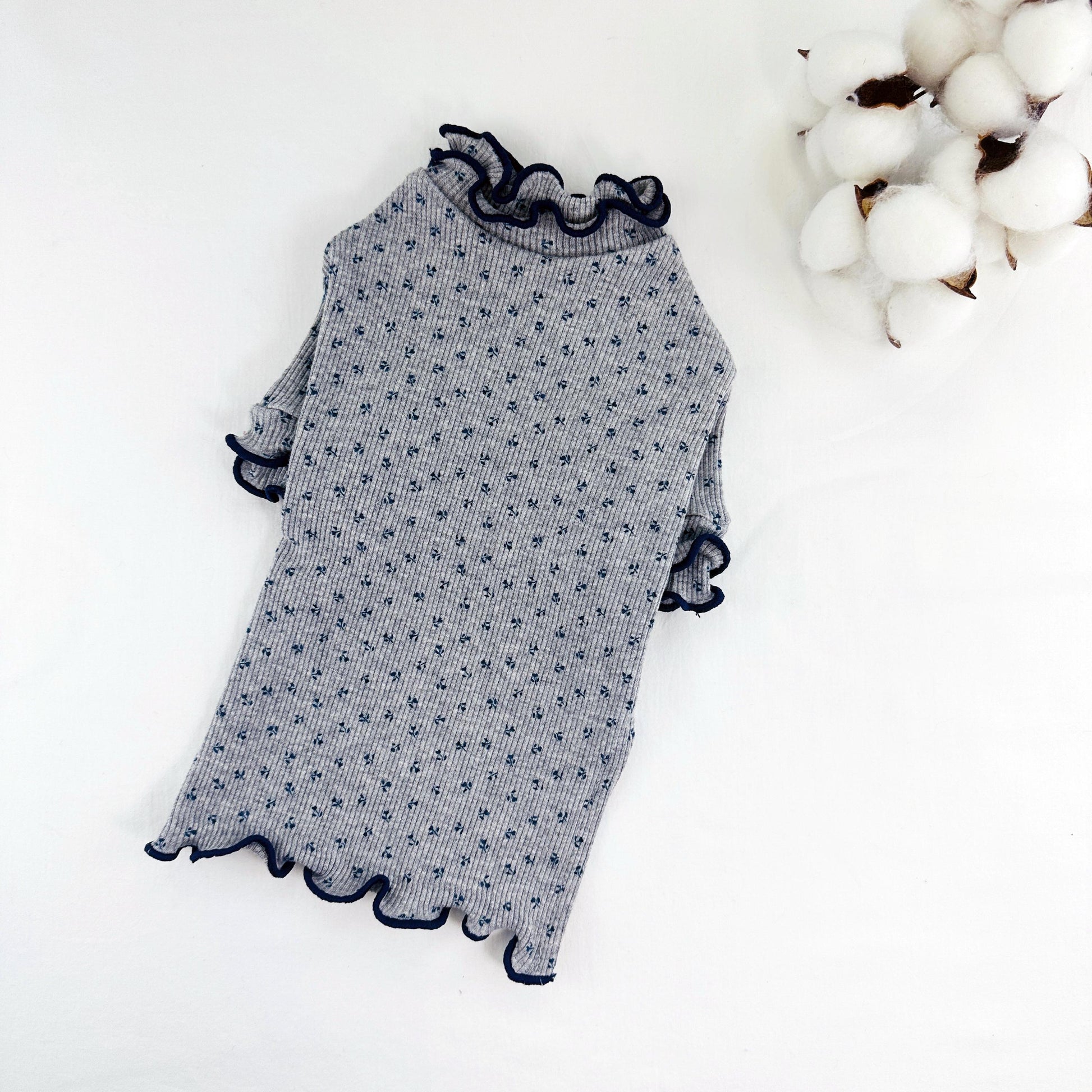 Ruffle Floral Ribbed Tee, S-XL, Pet Clothing, Dog-Tee, Dog T-shirts, Dog Top, Dog Clothing, Dog Fashion, Dog Apparel - NKpup