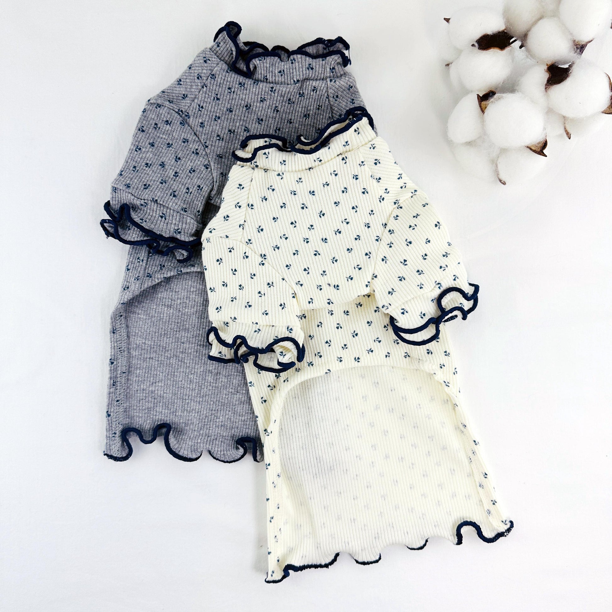 Ruffle Floral Ribbed Tee, S-XL, Pet Clothing, Dog-Tee, Dog T-shirts, Dog Top, Dog Clothing, Dog Fashion, Dog Apparel - NKpup