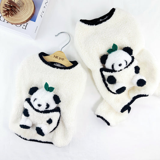 Panda Pocket Fleece Outfit Jacket&Overall, S-XL, Pajama Pet, Dog Jumpsuit, Small Dog Clothes, Dog Outfit, Dog Winter Top, Dog Gift - NKpup