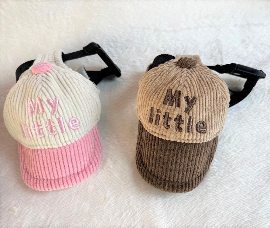 NKpup My Little Corduroy Caps for pets in cream and pink and brown colors