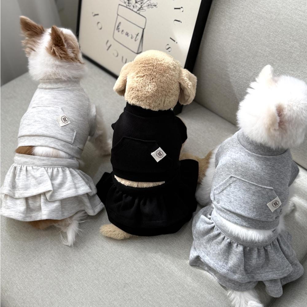 Two Piece Ruffle Skirt Dress Set, S-2XL, Small Dog Clothes, Dog Dress, Dog Outfit, Dog Apparel, Pet Clothing, NKPUP - NKpup