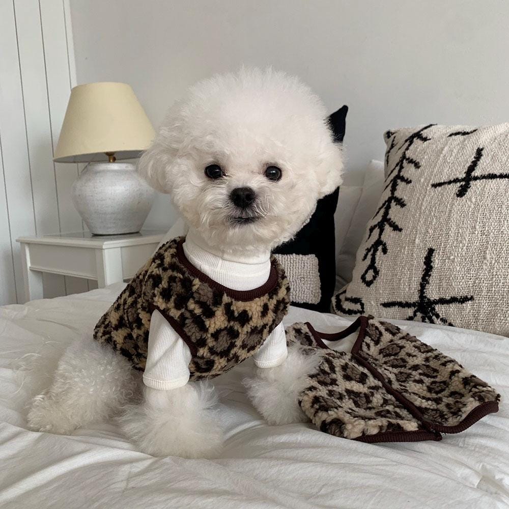 NKpup leopard print fleece vest for dogs