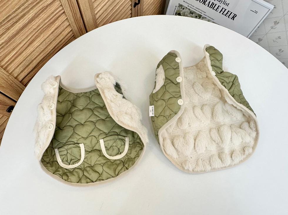 Reversible Heart Quilted Vest, S-2XL, Winter Jacket, Small Dog Clothes, Dog Jacket, Dog Winter Outfit - NKpup
