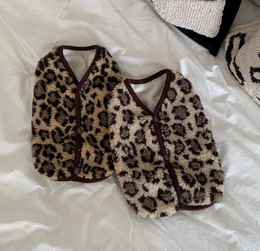 Leopard Fleece Vest, S-2XL, Small Dog Clothes, Dog Vest, Dog Outer, Small Dog Fashion, NKPUP - NKpup