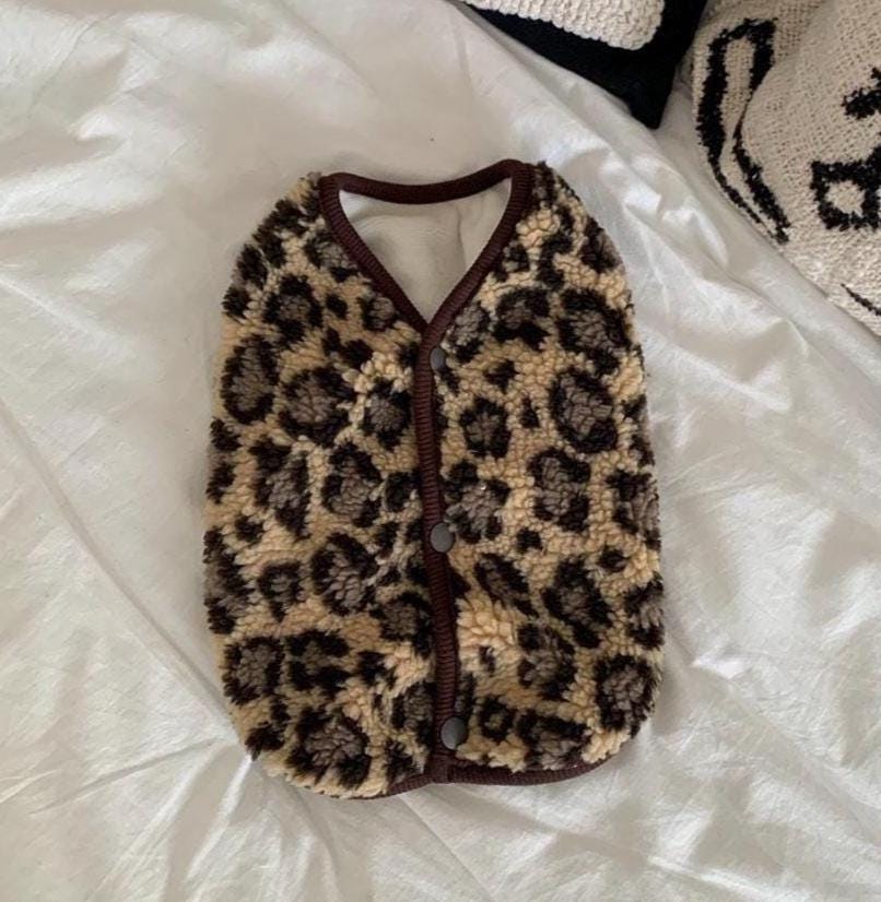 Leopard Fleece Vest, S-2XL, Small Dog Clothes, Dog Vest, Dog Outer, Small Dog Fashion, NKPUP - NKpup